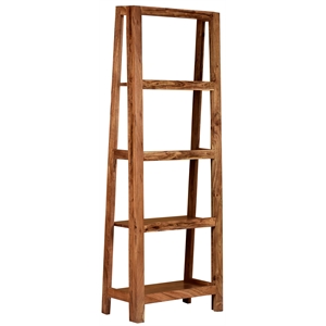 solid wood 4 tier ladder design foldable bookshelf walnut/acacia wood 24x13x66
