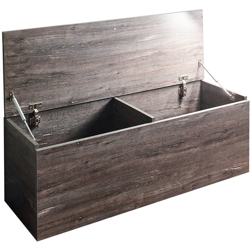Klair Living Dean Farmhouse Wood Storage Bench in Rustic Gray