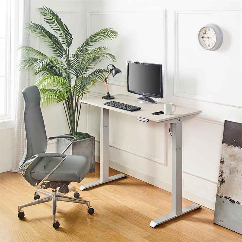 Klair Living Florence Wood Ergonomic Adjustable Computer Desk in Light Gray