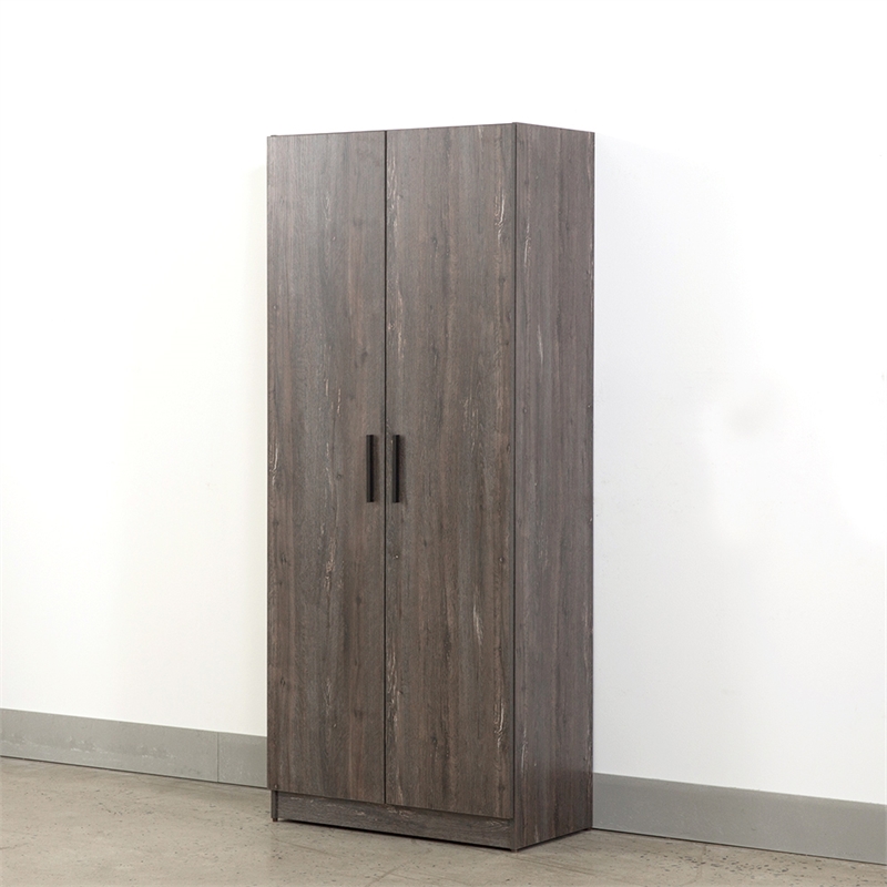 Klair Living Mia Farmhouse Wood Shoe Cabinet with Six Shelves in Rustic Gray