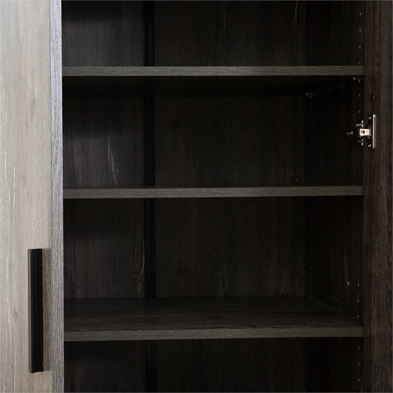 Klair Living Mia Farmhouse Wood Shoe Cabinet with Six Shelves in Rustic Gray