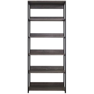 klair living monica wood and metal walk-in closet with 5 shelves in rustic gray