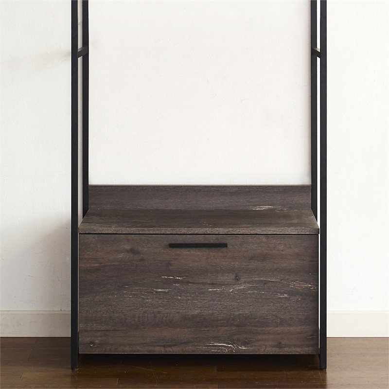Klair Living Monica Wood and Metal Walk-in Closet with 1-Drawer in Rustic Gray