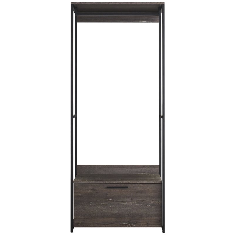 Klair Living Monica Wood and Metal Walk-in Closet with 1-Drawer in Rustic Gray