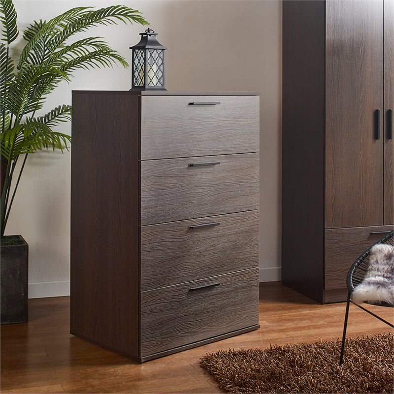 Klair Living Oliver Farmhouse Wood Chest with Four Drawers in Brown