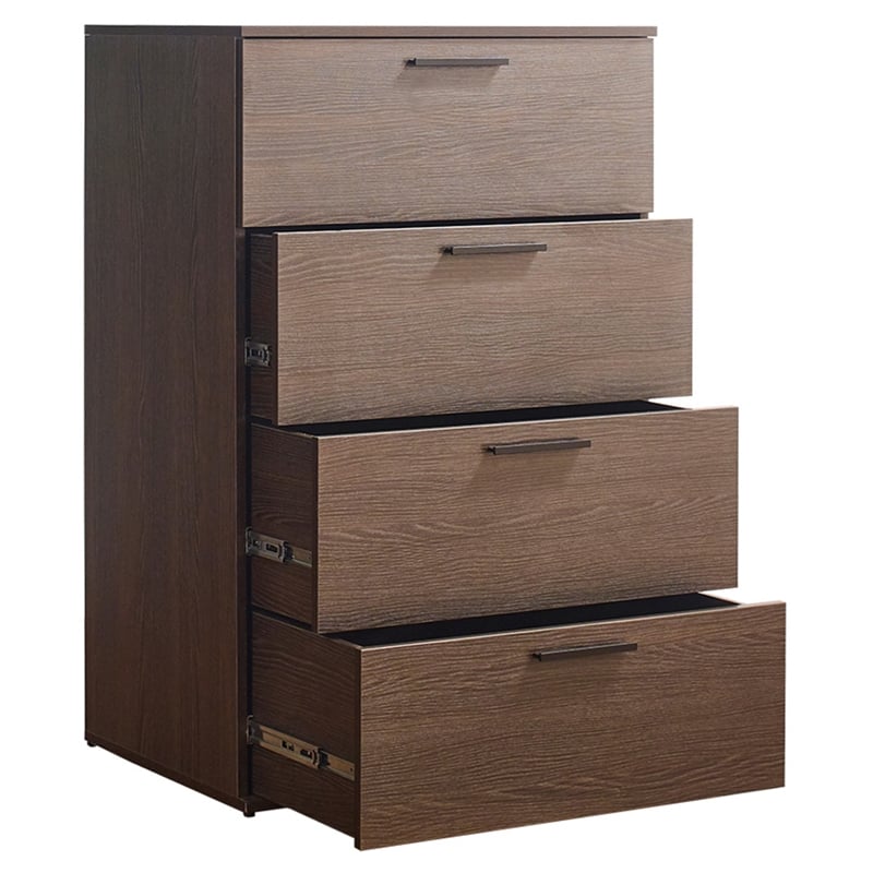 Klair Living Oliver Farmhouse Wood Chest with Four Drawers in Brown