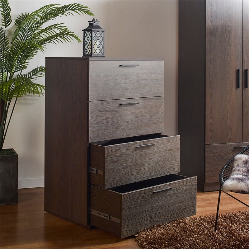 Klair Living Oliver Farmhouse Wood Chest with Four Drawers in Brown