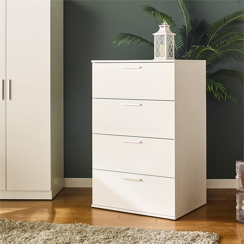 Klair Living Oliver Farmhouse Wood Chest with Four Drawers in White
