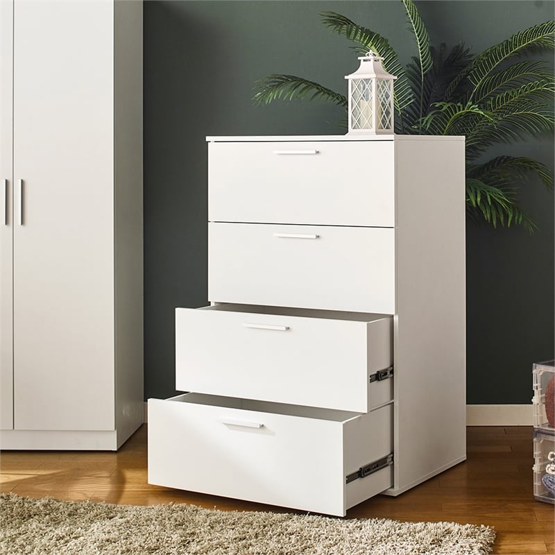 Klair Living Oliver Farmhouse Wood Chest with Four Drawers in White