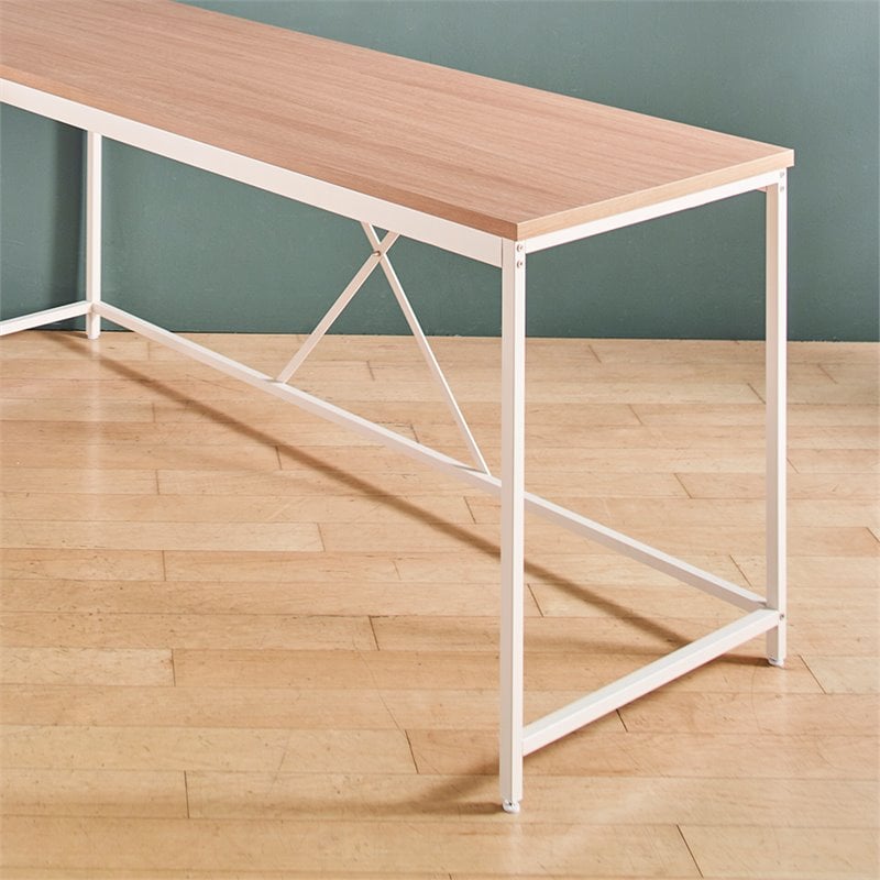 Klair Living Olympus Contemporary Wood and Metal Corner Desk in Oak