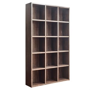 klair living perry farmhouse wood bookcase in rustic gray finish