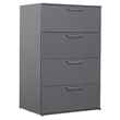 Klair Living Bliss Glossy 4-Drawer Engineered Wood Jumbo Chest in Dark Gray