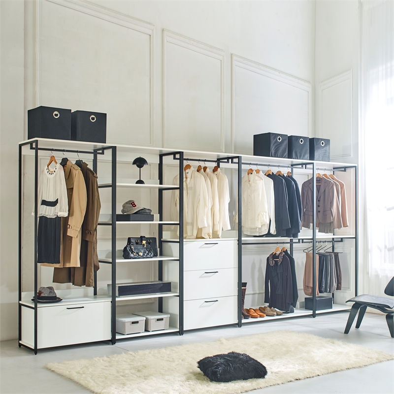 Fiona Wood and Metal Walk-in Closet with Five Shelves
