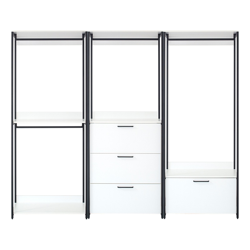 Fiona White Freestanding Walk in Wood Closet System with Metal Frame