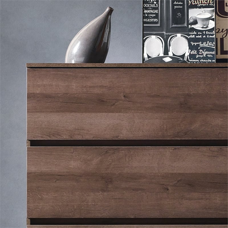 Klair Living Liv 4-Drawer Contemporary Engineered Wood Chest in Walnut Brown