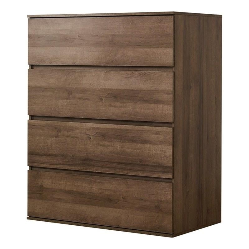Klair Living Liv 4-Drawer Contemporary Engineered Wood Chest in Walnut Brown