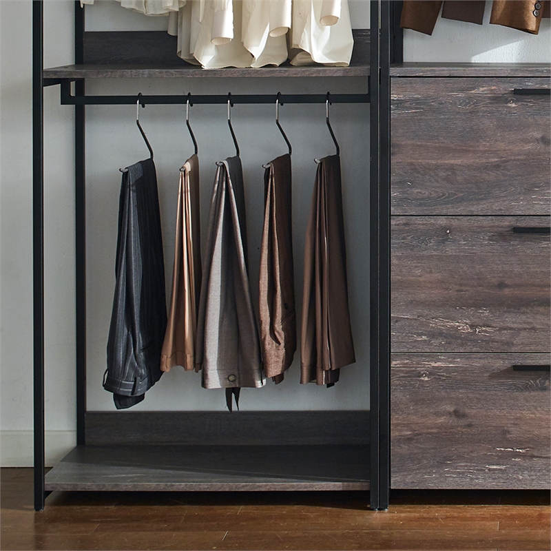Klair Living Monica Contemporary Engineered Wood & Metal Closet in Gray/Black