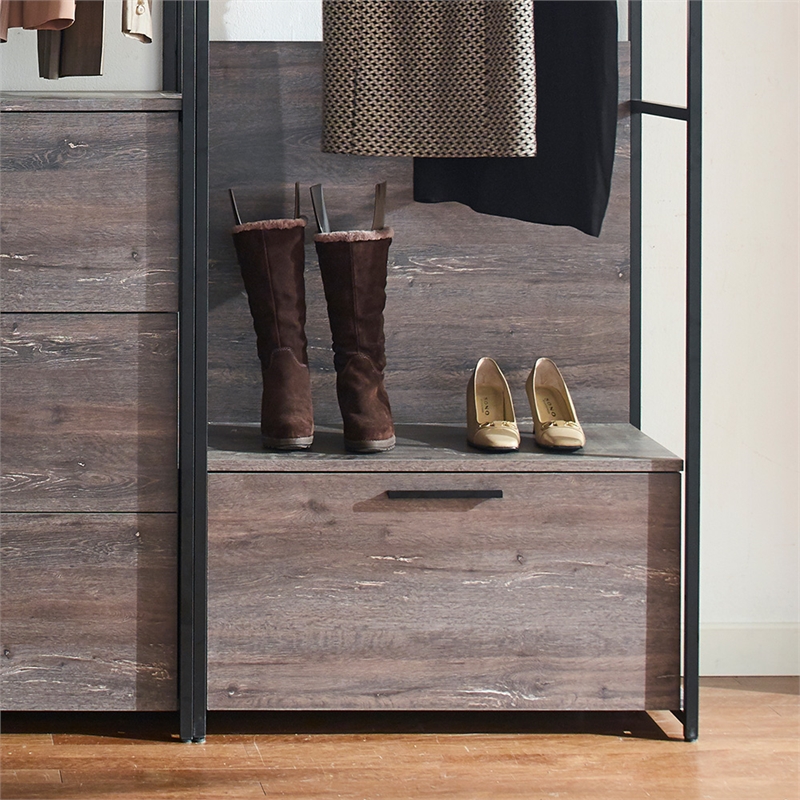 Klair Living Monica Contemporary Engineered Wood & Metal Closet in Gray/Black