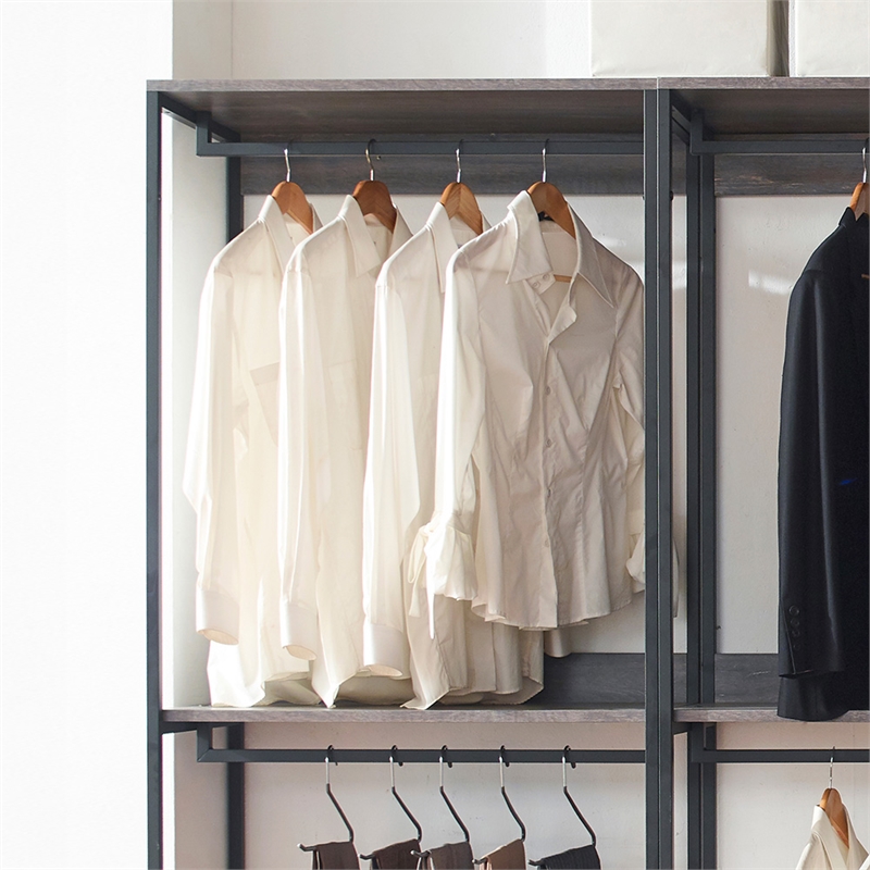 Klair Living Monica Contemporary Engineered Wood & Metal Closet in Gray/Black