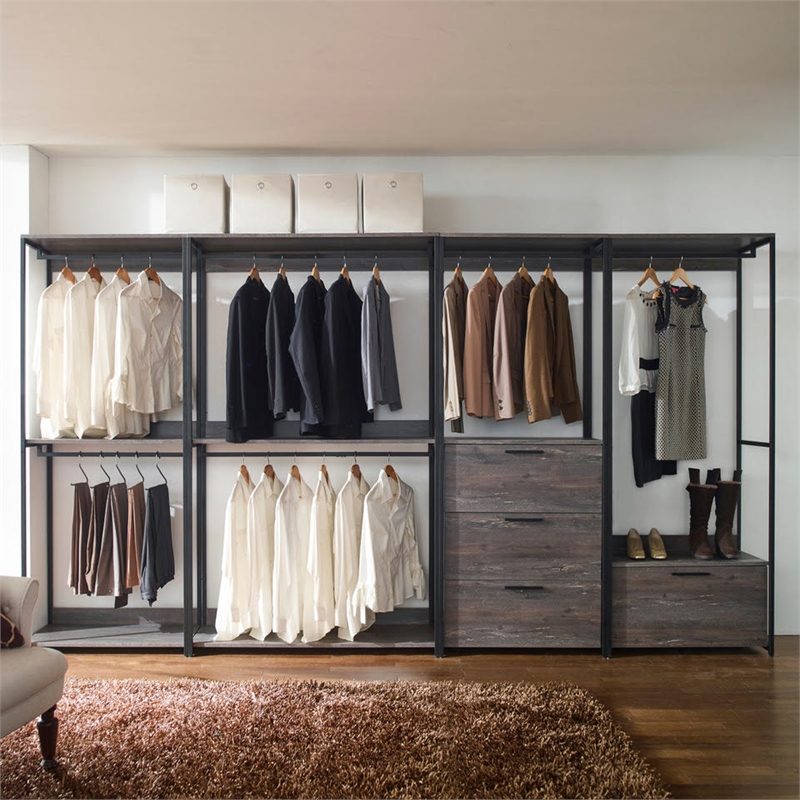 Klair Living Monica Contemporary Engineered Wood & Metal Closet in Gray/Black