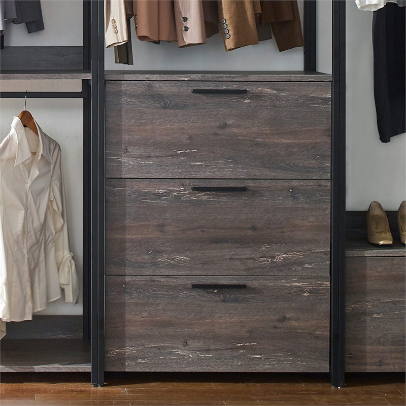 Klair Living Monica Contemporary Engineered Wood & Metal Closet in Gray/Black