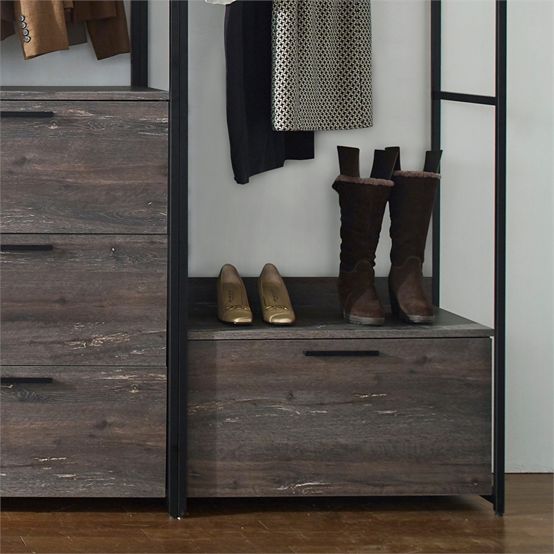 Klair Living Monica Contemporary Engineered Wood & Metal Closet in Gray/Black