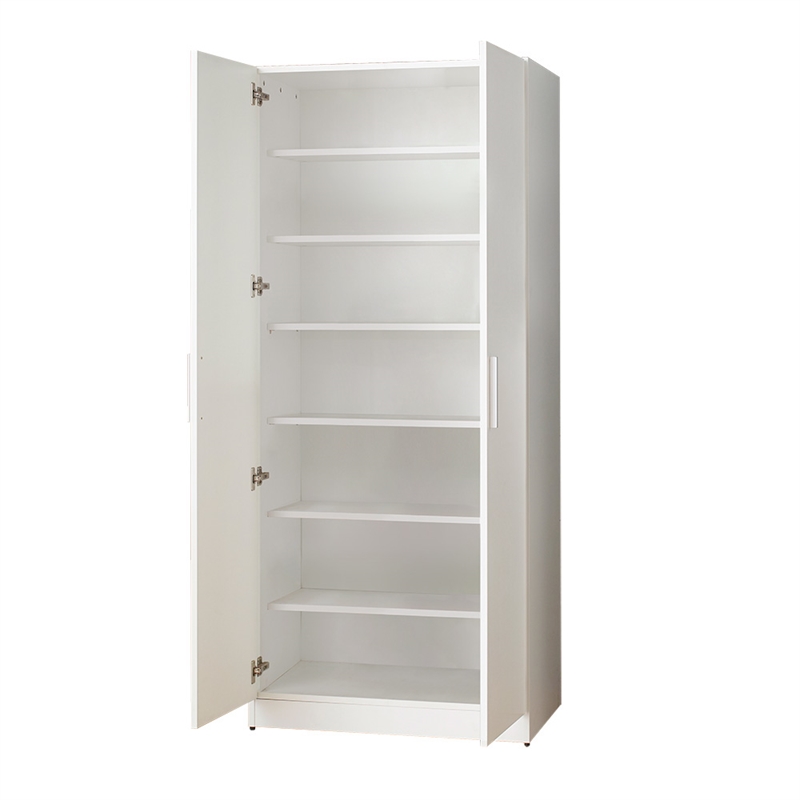Klair Living Mia 6-Shelf Contemporary Engineered Wood Tall Shoe Cabinet in White