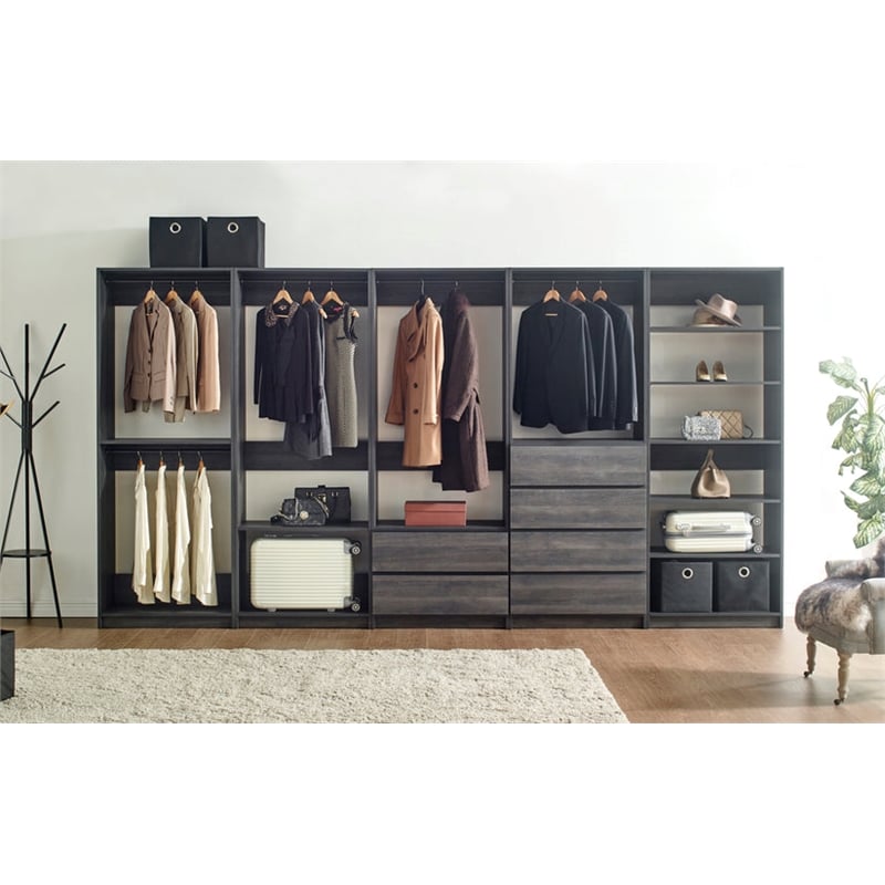 Prosper Gray Freestanding Walk in Wood Closet System
