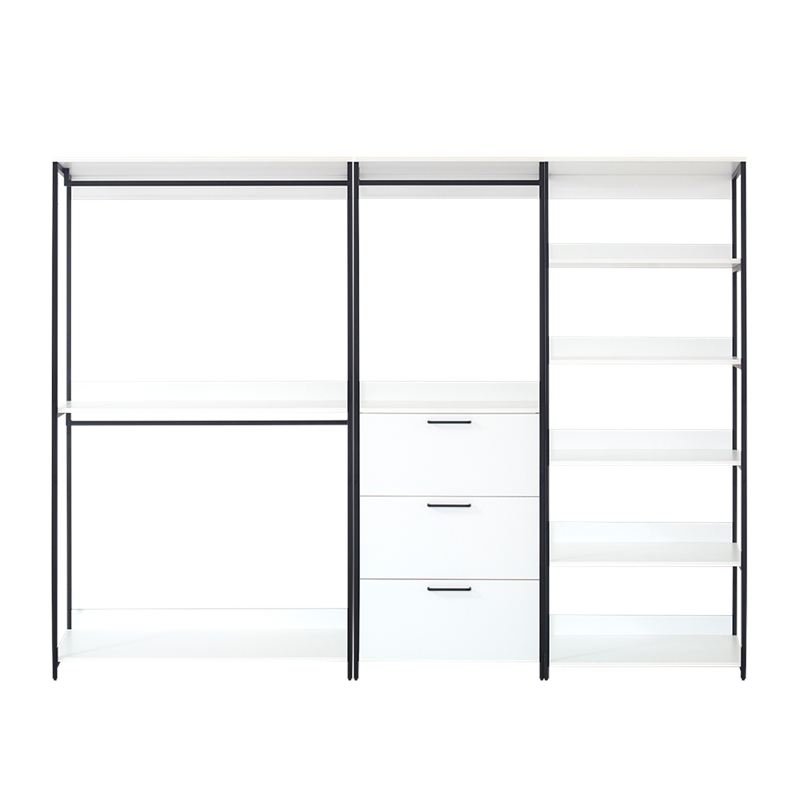 Klair Living Fiona Walk-in Closet System in White Wood/Black Metal Frame