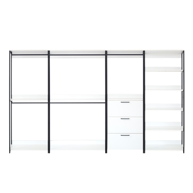 Klair Living Fiona Walk-in Closet System in White Wood/Black Metal Frame