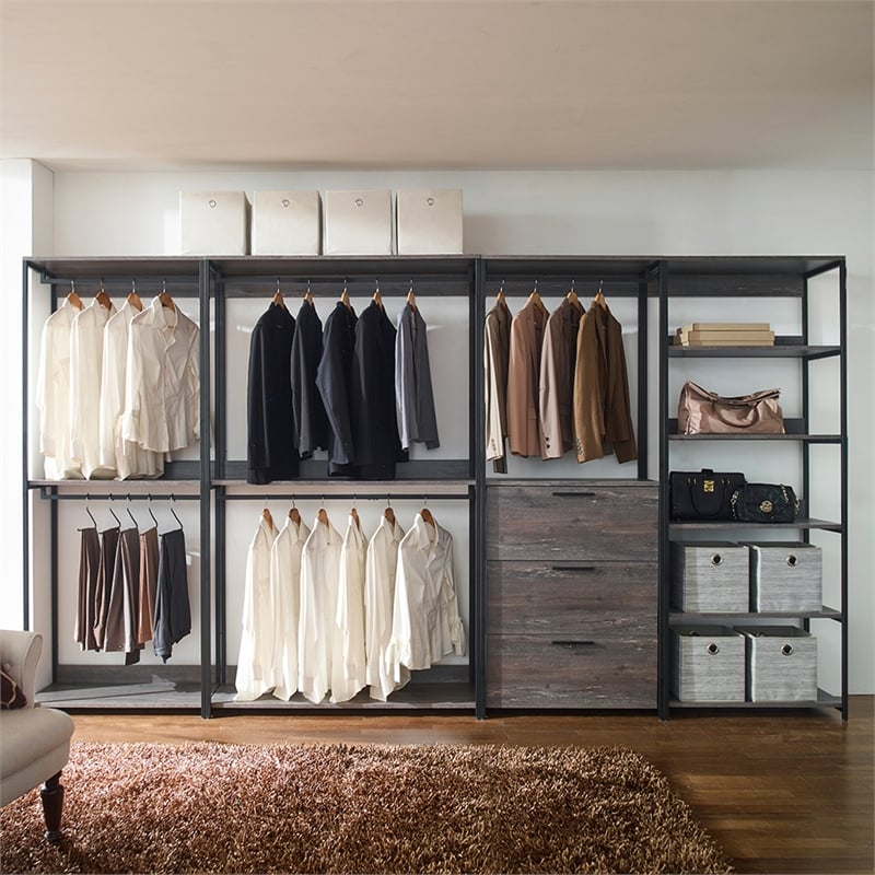 Klair Living Monica Wood Walk-in Closet System in Rustic Gray