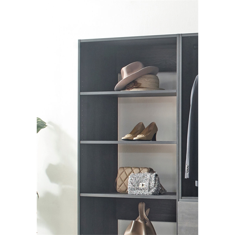 Klair Living Prosper Freestanding Walk in Wood Closet System in Dark Gray