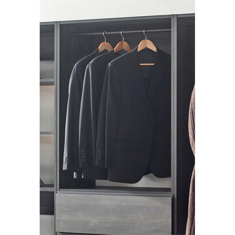 Klair Living Prosper Freestanding Walk in Wood Closet System in Dark Gray