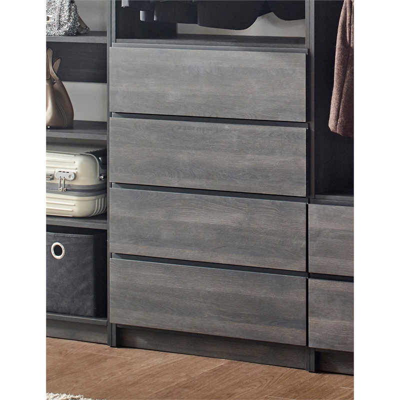 Klair Living Prosper Freestanding Walk in Wood Closet System in Dark Gray