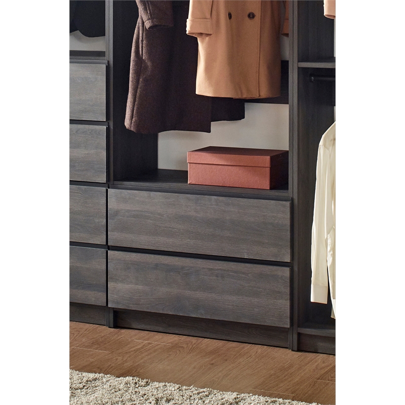 Klair Living Prosper Freestanding Walk in Wood Closet System in Dark Gray