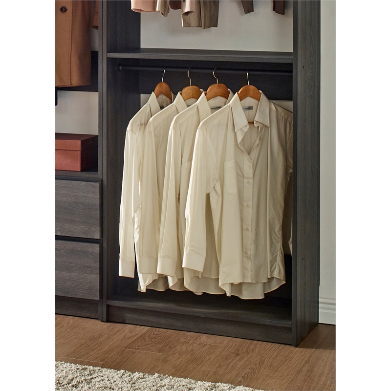 Klair Living Prosper Freestanding Walk in Wood Closet System in Dark Gray