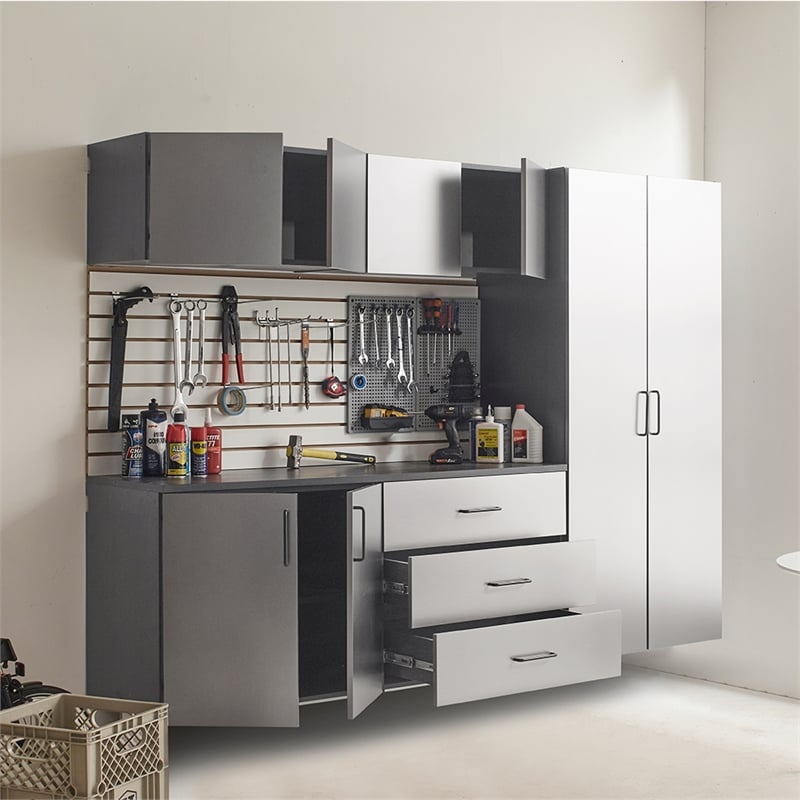 Klair Living Astro Series Garage Cabinet Set B (6-Piece) in Metallic Gray