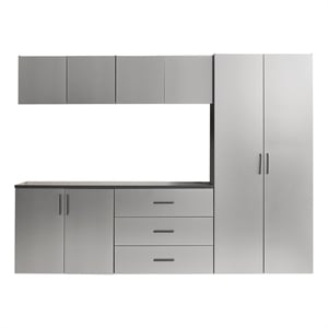 Klair Living Astro Series Garage Cabinet Set B (6-Piece) in Metallic Gray