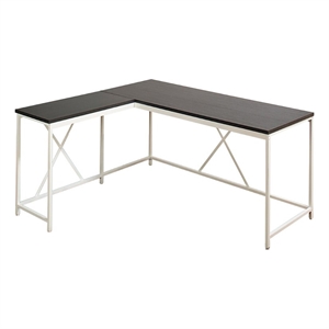 Klair Living Olympus Wood and Metal Corner Desk in Dark Gray and Ivory