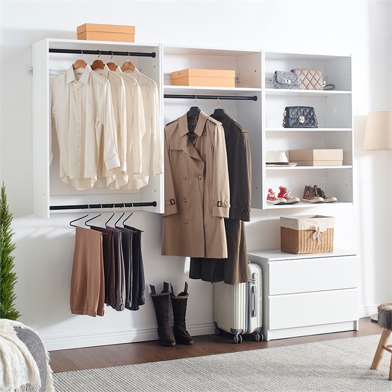Klair Living Devi White Wall Mounted Walk in Wood Closet System