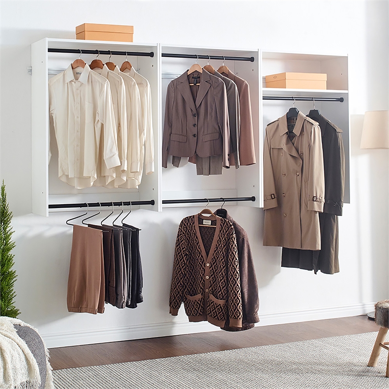 Klair Living Devi White Wall Mounted Walk in Wood Closet System