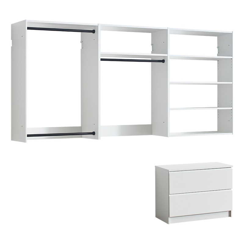 Klair Living Devi White Wall Mounted Walk in Wood Closet System