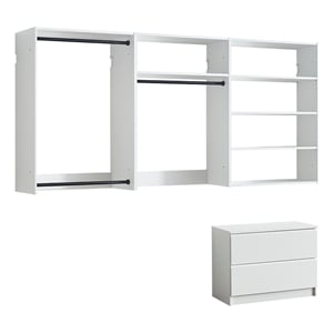 Klair Living Devi White Wall Mounted Walk in Wood Closet System