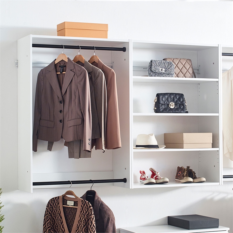 Klair Living Devi White Wall Mounted Walk in Wood Closet System