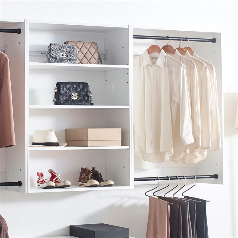 Klair Living Devi White Wall Mounted Walk in Wood Closet System