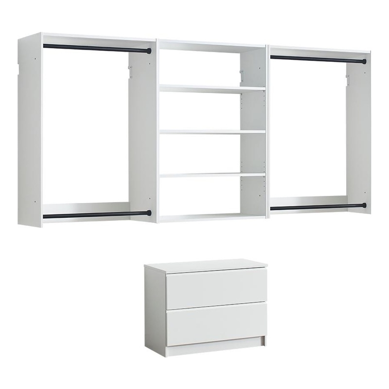Klair Living Devi White Wall Mounted Walk in Wood Closet System