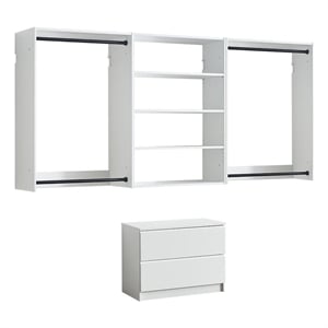 Klair Living Devi White Wall Mounted Walk in Wood Closet System