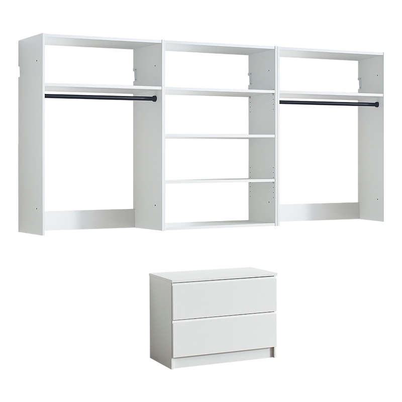 Klair Living Devi White Wall Mounted Walk in Wood Closet System
