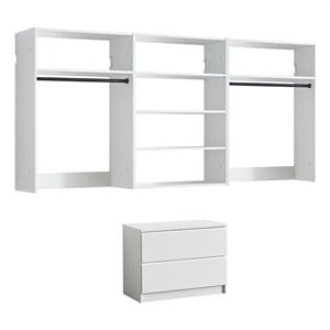 Klair Living Devi White Wall Mounted Walk in Wood Closet System