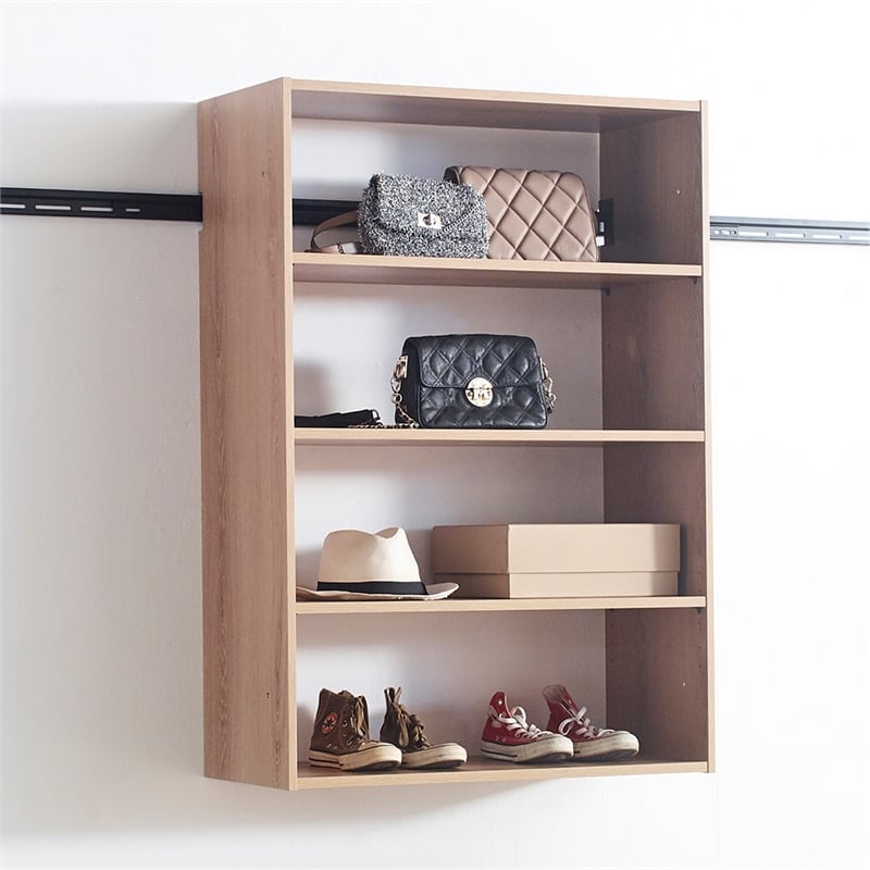 Klair Living Devi Oak Wall Mounted Walk in Wood Closet System